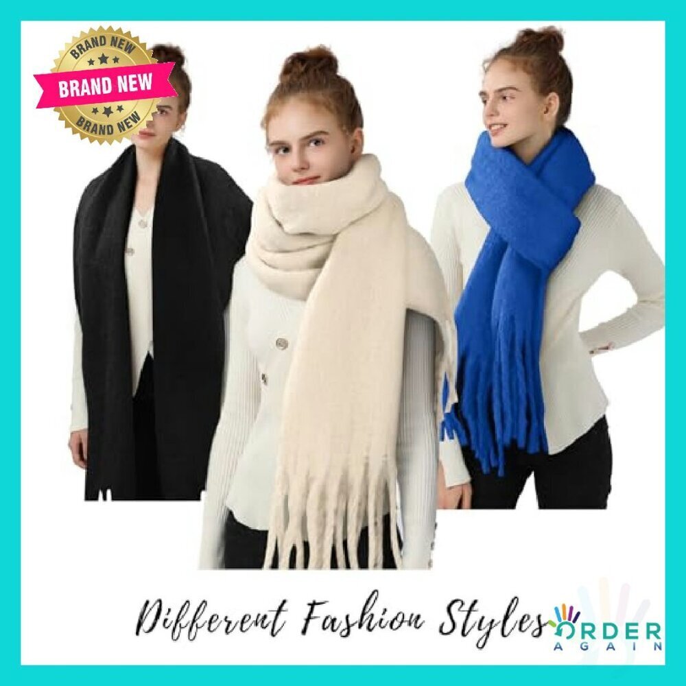 Oversized Winter Scarf Luxurious Cashmere Feel Soft Warm Elegant Chic Accessory - Picture 7 of 8